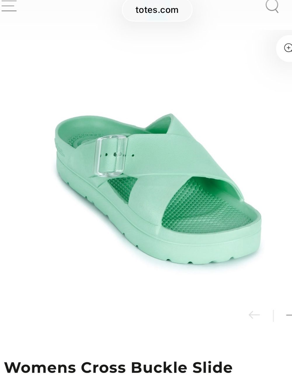 totes Mint Green Cross-Buckle Slide Sandal